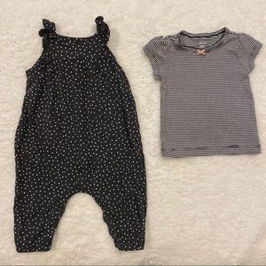 Carter’s overalls and t-shirt
